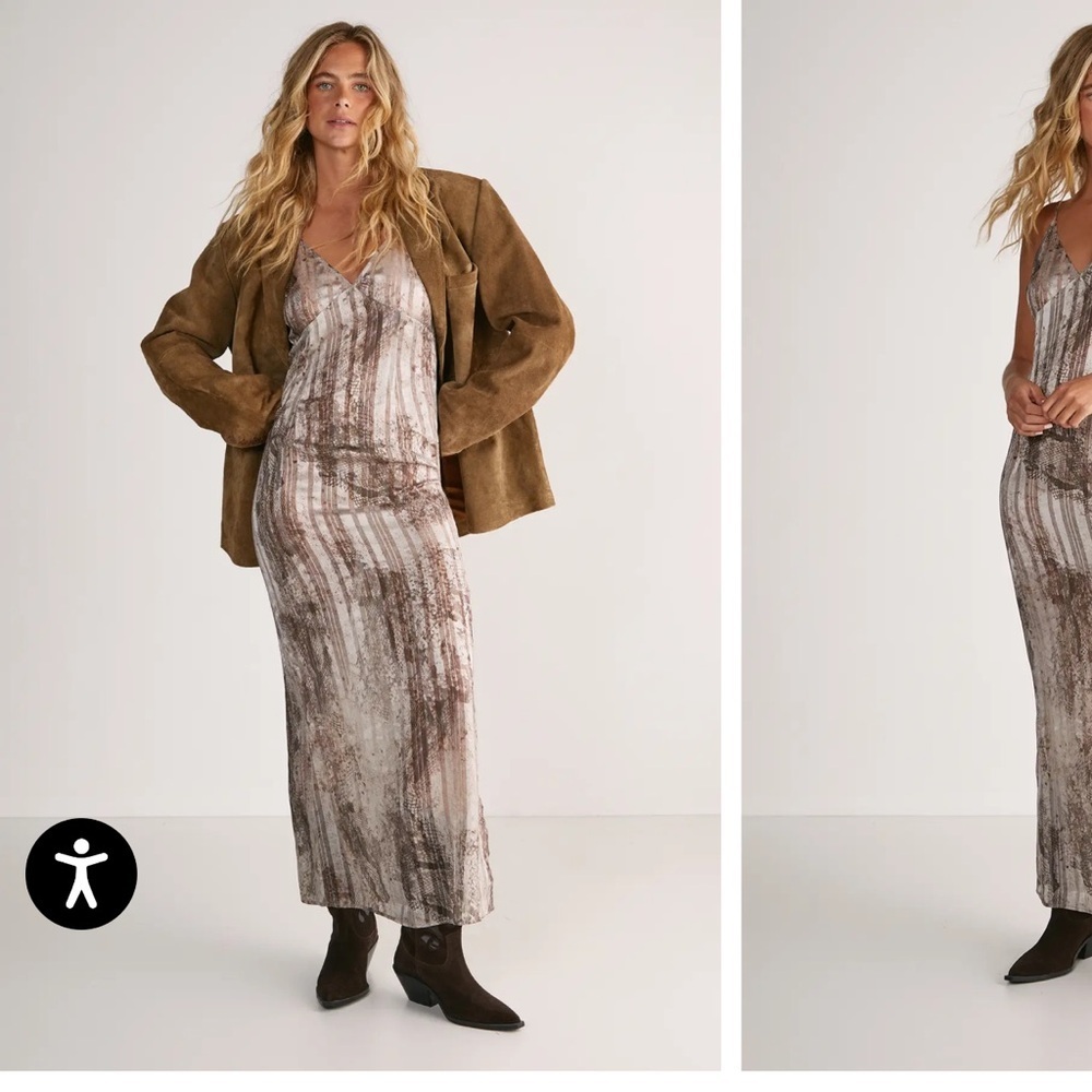 bishop + young Brown and Cream Maxi Dress